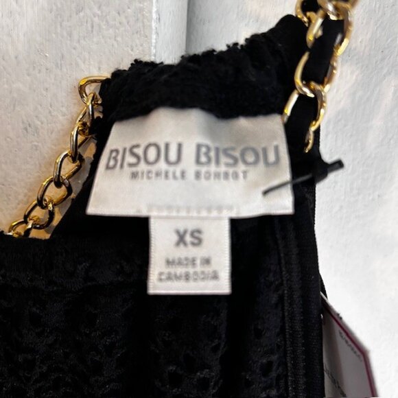 Bisou Bisou Crochet Romper Black Size XS Back zip closure with adjustable chain - Picture 3 of 7
